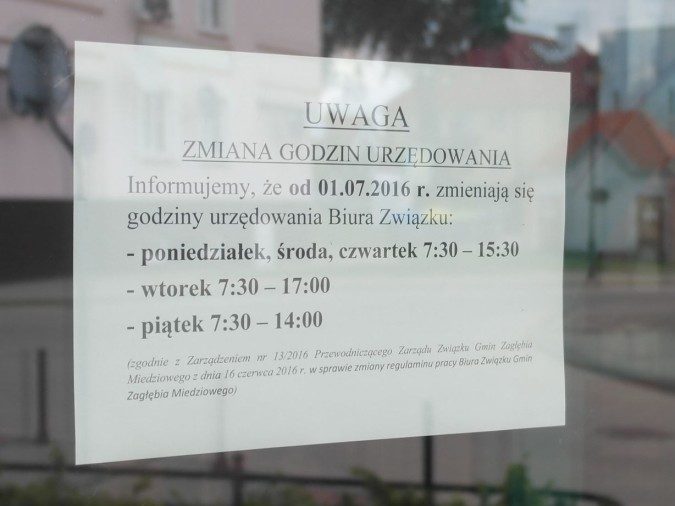 Już  najbliższy piątek 1 lipca Biuro ZGZM będzie czynne tylko do godz. 14.00.